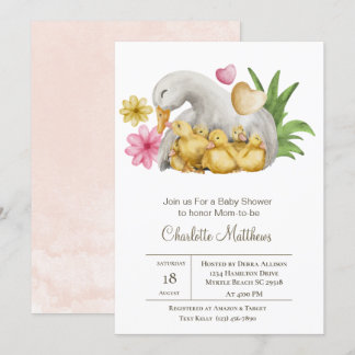 Mama and Baby Duck Aquatic Animals Baby Shower I Invitation