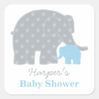 Mama and Baby Elephant Blue Boy Shower