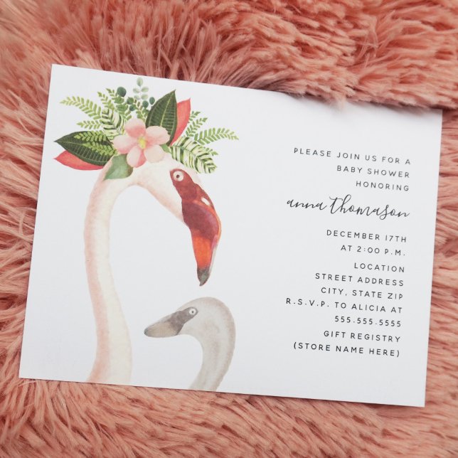 Mama and Baby Flamingo Baby Shower Invitation (Creator Uploaded)