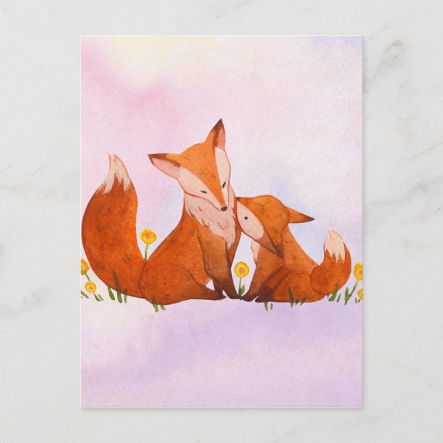 Mama and baby fox  postcard (Front)