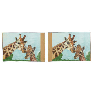 Mama and Baby Giraffe Pillow Cases