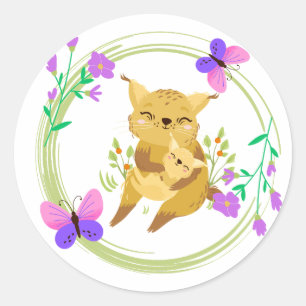 Mama and baby lynx/wildcat sticker