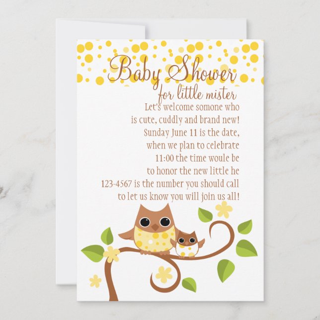 Mama and Baby Owl Invitation (Front)