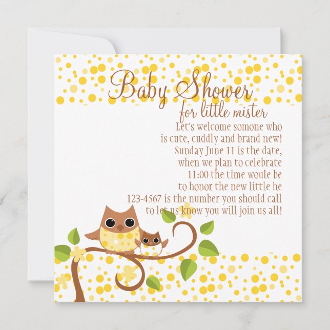 Mama and Baby Owl Invitation (Front)