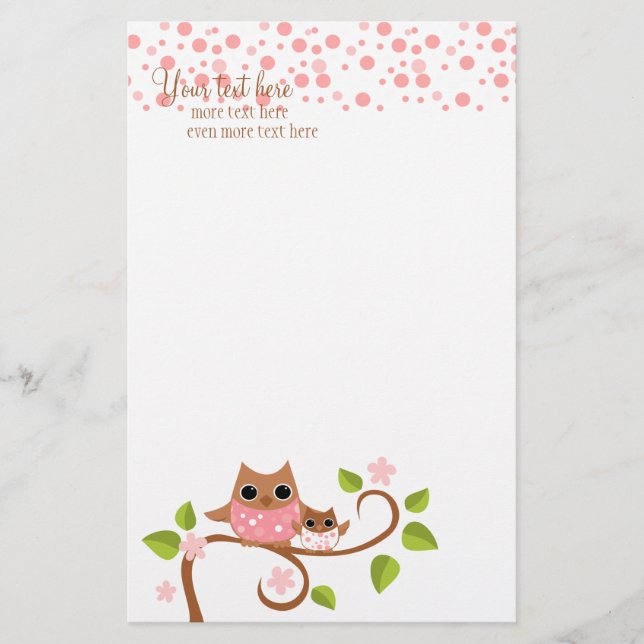 Mama and Baby Owl Stationery (Front)