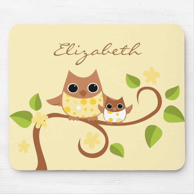 Mama and Baby Owls Mouse Pad (Front)