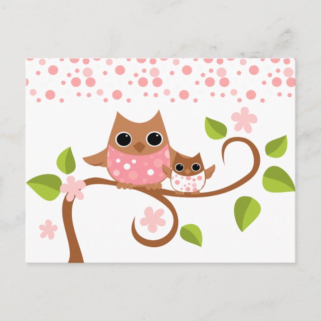 Mama and Baby Owls Postcard (Front)