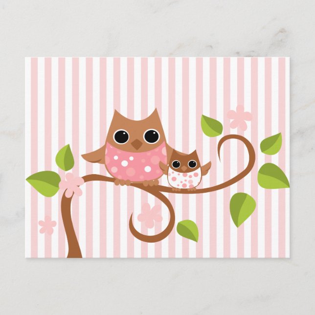 Mama and Baby Owls Postcard (Front)