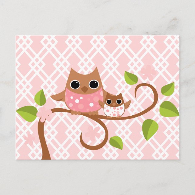 Mama and Baby Owls Postcard (Front)