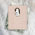 Mama and Baby Penguin Pink Girl Baby Shower Invitation<br><div class="desc">A winter baby shower theme featuring an illustration of a mama and baby penguin surrounded by snowflakes. Background is pink.   Customise the text with details of your occasion.</div>