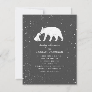 Mama and Baby Polar Bear Dark Grey Baby Shower Invitation