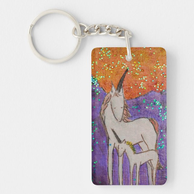 Mama and baby unicorn key ring (Front)