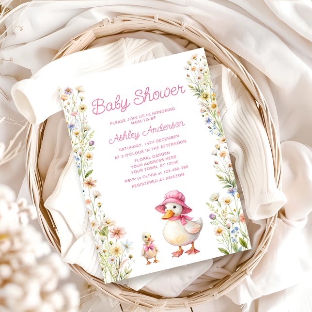 Mama and Little Gosling Girl Baby Shower Invitation (Creator Uploaded)