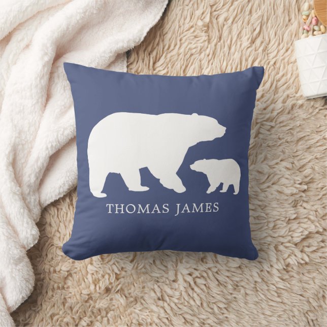 Mama Baby Bear Blue Cushion (Blanket)