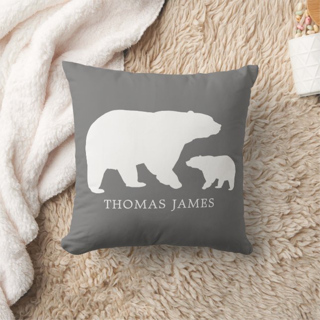 Mama Baby Bear Grey Cushion (Blanket)