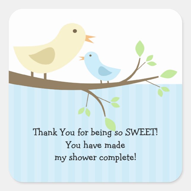 Mama & Baby Bird Baby Shower Square Sticker! Square Sticker (Front)