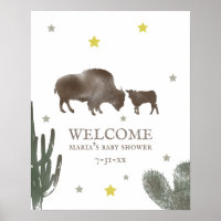 Mama Baby Buffalo Cactus Boy Baby Shower Welcome