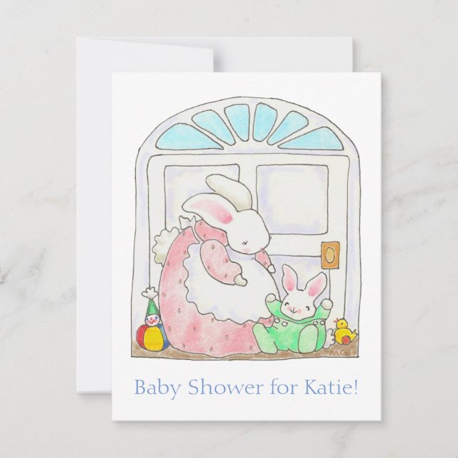 Mama, Baby Bunny and Chick invitation (Front)