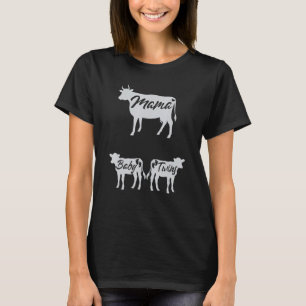 Mama Baby Cow Twins Pregnancy Announcement Women T-Shirt