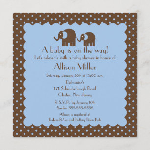 Mama & Baby Elephant Boy Baby Shower Invitation