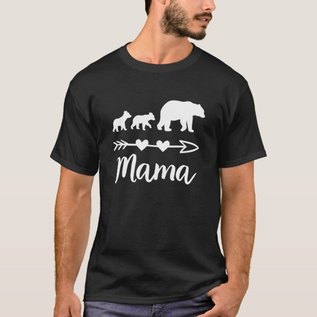 Mama Bear 2 Babies Kids Mum of Two Cute Mothers Da T-Shirt (Front)
