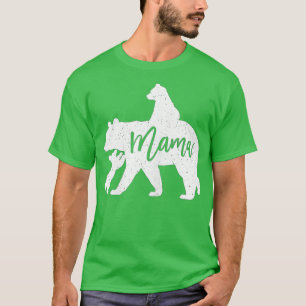 Mama Bear 2 Baby Bear Cubs Playing Riding on Back T-Shirt