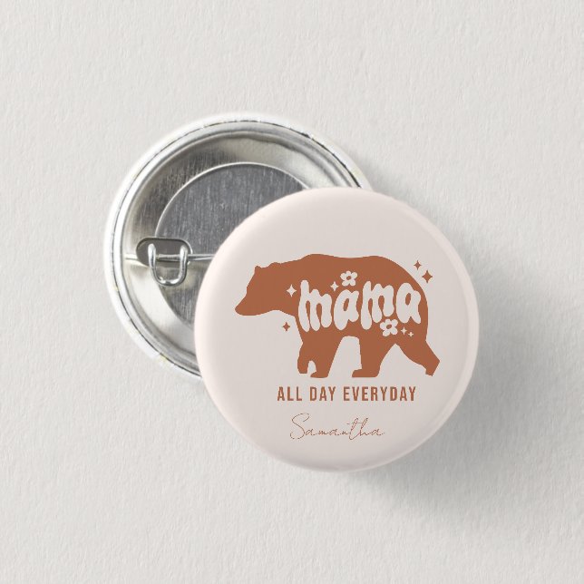 Mama Bear 3 Cm Round Badge (Front & Back)