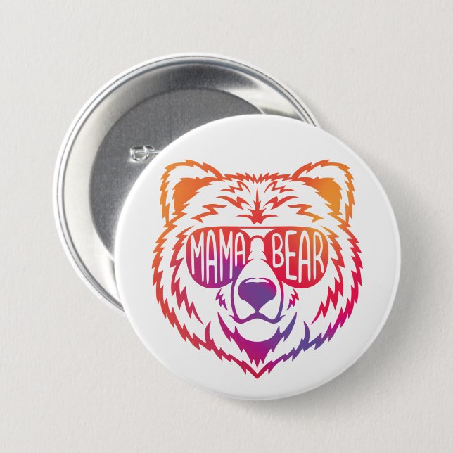 Mama Bear 7.5 Cm Round Badge (Front & Back)