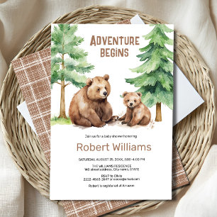 Mama bear adventure awaits baby shower invitation 