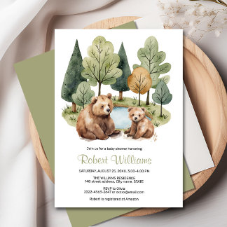 Mama bear adventure awaits baby shower invitation 