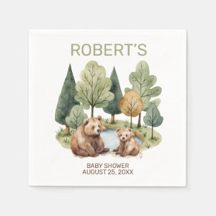 Mama bear adventure awaits baby shower invitation  napkin