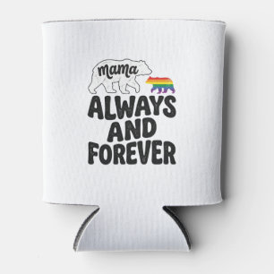 Mama Bear Always And Forever Vintage Rainbow Shirt Can Cooler