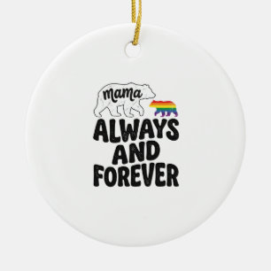 Mama Bear Always And Forever Vintage Rainbow Shirt Ceramic Tree Decoration