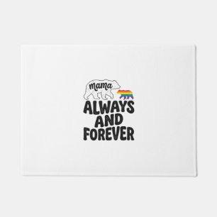 Mama Bear Always And Forever Vintage Rainbow Shirt Doormat