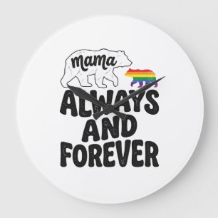 Mama Bear Always And Forever Vintage Rainbow Shirt Large Clock