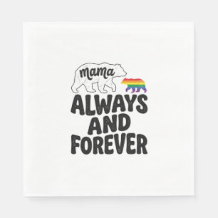 Mama Bear Always And Forever Vintage Rainbow Shirt Napkin