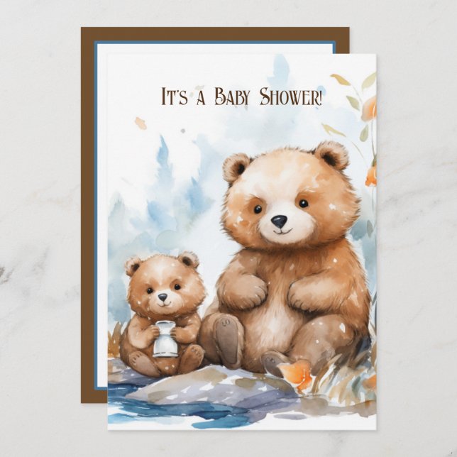 Mama Bear and Cub Baby Shower Invitation (Front/Back)