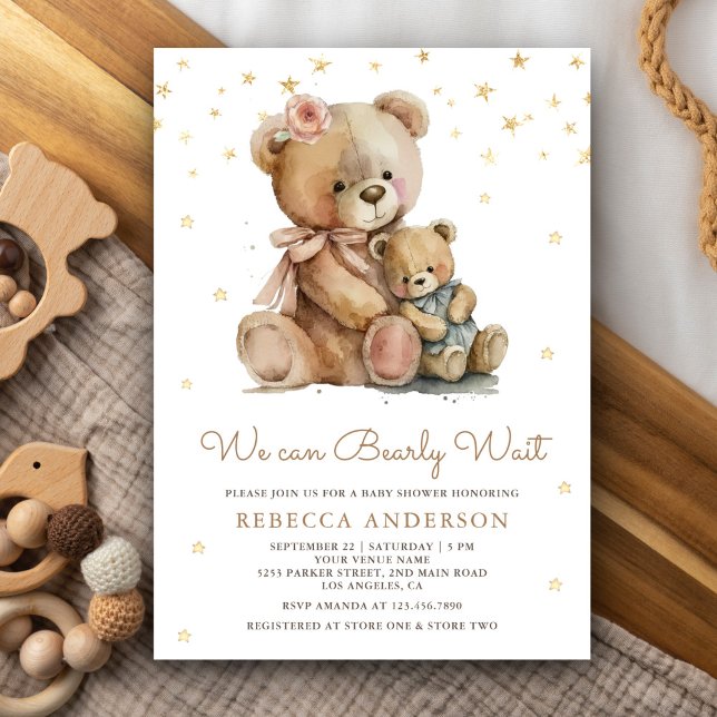 Mama Bear and Cute Baby Teddy Bear Baby Shower Invitation (Creator Uploaded)