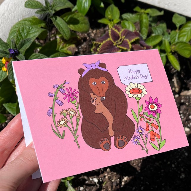 Mama Bear and Flowers Cute Mother's Day Card (Creator Uploaded)