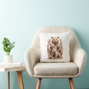 Mama Bear And Her Cubs - Wild Love Cushion