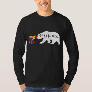 Mama Bear Autism Awareness Mum Grandma Women Gift T-Shirt