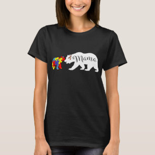 Mama Bear Autism Awareness Mum Grandma Women Gift T-Shirt