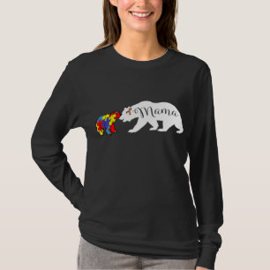 Mama Bear Autism Awareness Mum Grandma Women Gift T-Shirt