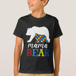Mama Bear Autism Awareness Puzzle Mum Gift T-Shirt