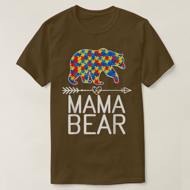 Mama Bear Autism Awareness Puzzle Piece Premium  T-Shirt (Design Front)