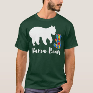 Mama Bear Autism Awareness Puzzle Piece Support Au T-Shirt