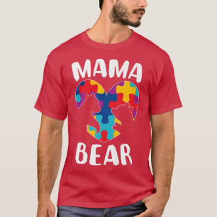 Mama Bear Autism Awareness Puzzle Piece Support Au T-Shirt