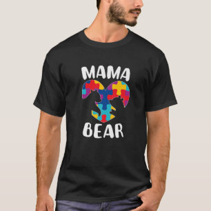 Mama Bear Autism Awareness Puzzle Piece Support Au T-Shirt