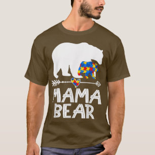 Mama Bear Autism Mum Awareness Puzzle Piece Suppor T-Shirt