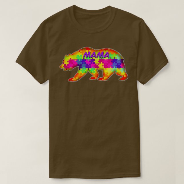 Mama bear autism puzzle T-Shirt (Design Front)